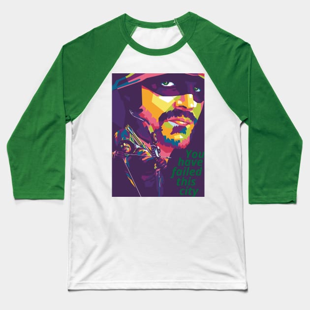 Pop art Green Arrow Baseball T-Shirt by gilangbogy